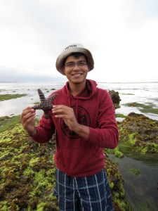 Daniel with his favorite keystone species, Pisaster giganteus, at Coal Oil Point Natural Reserve. (June 16, 2015)